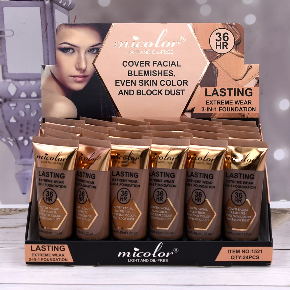 24PCS Black Skin Foundation Series Liquid Foundation High Coverage Makeup Base Foundation Full Coverage Lightweight Foundation