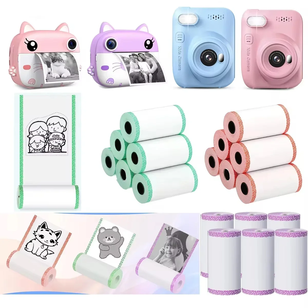 Recharge d'appareil photo instantané pour enfants, papier Photo couleur à bord, 57x30mm, Non adhésif, impression HD, papier d'impression thermique pour imprimante