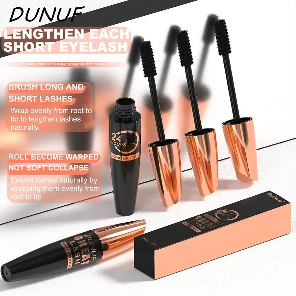 DUNUF Waterproof Mascara Extreem volume Verleng krul 24-uurs Vlekvrij Dierproefvrij Veganistische formule voor gevoelige ogen