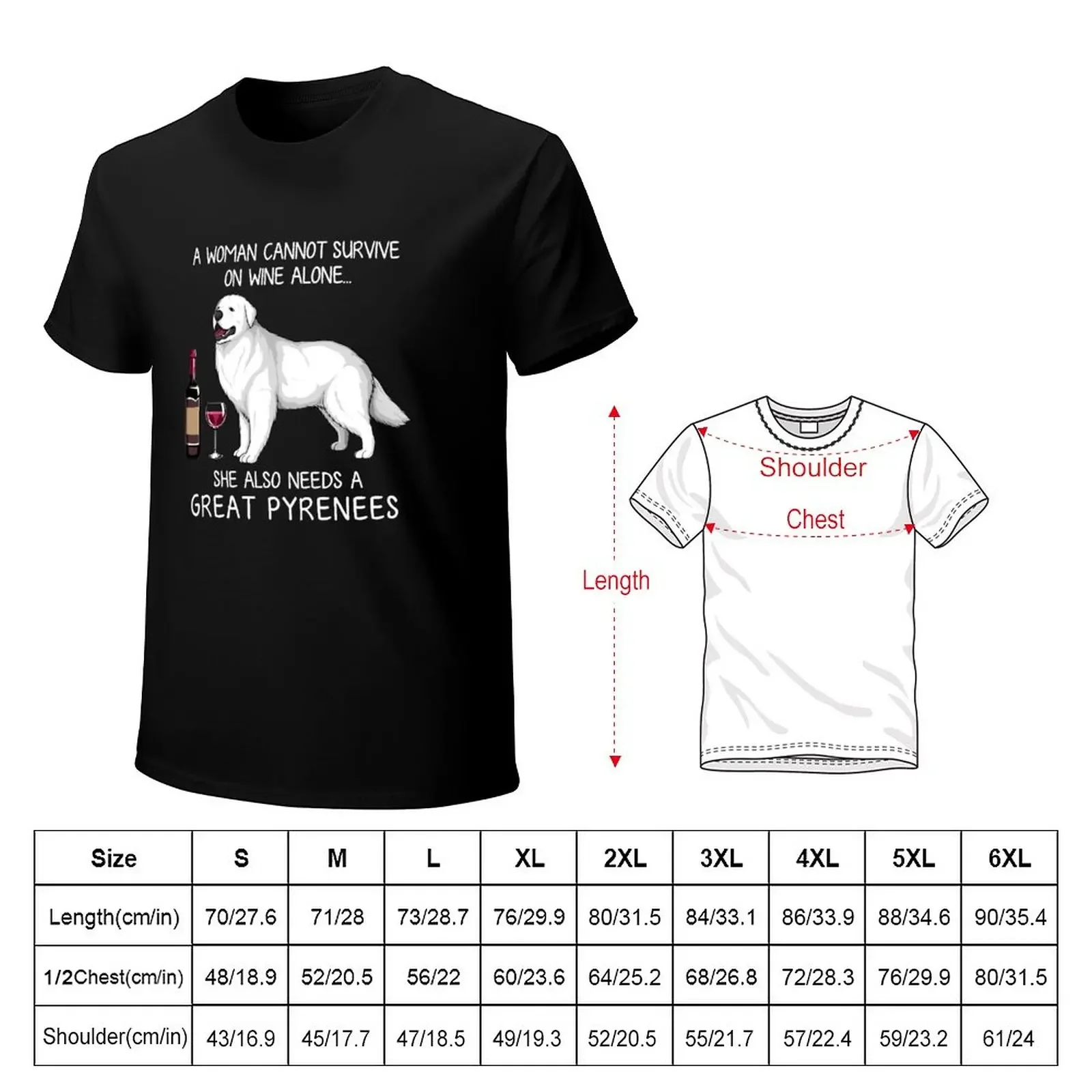 Great Pyrenees and wine Funny dog T-Shirt tops korean fashion vintage clothes Men's t shirts