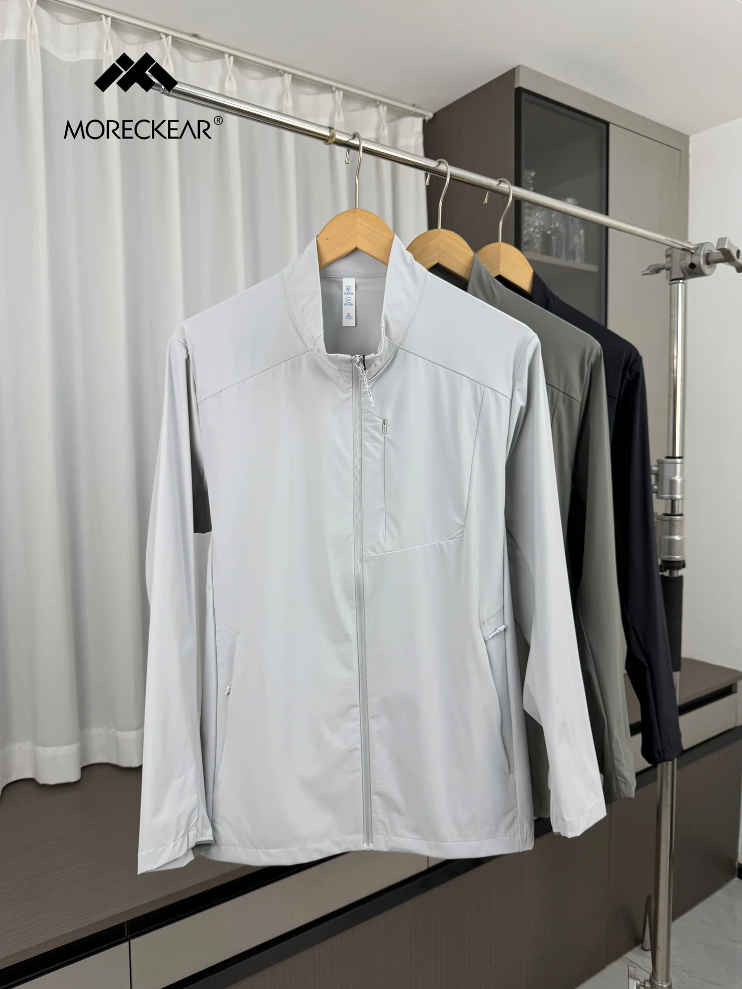 Men's Spring Summer Outdoor Breathable Sun Protection Skin Shirt Jacket 3D Tailoring Stand Collar Fashion Urban Style Long Sl...