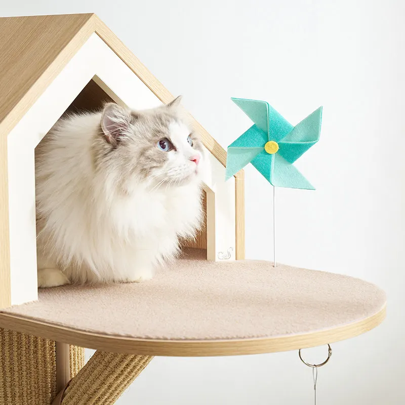 Cat climbing frame, color matching solid wood cat, furniture, scratching column