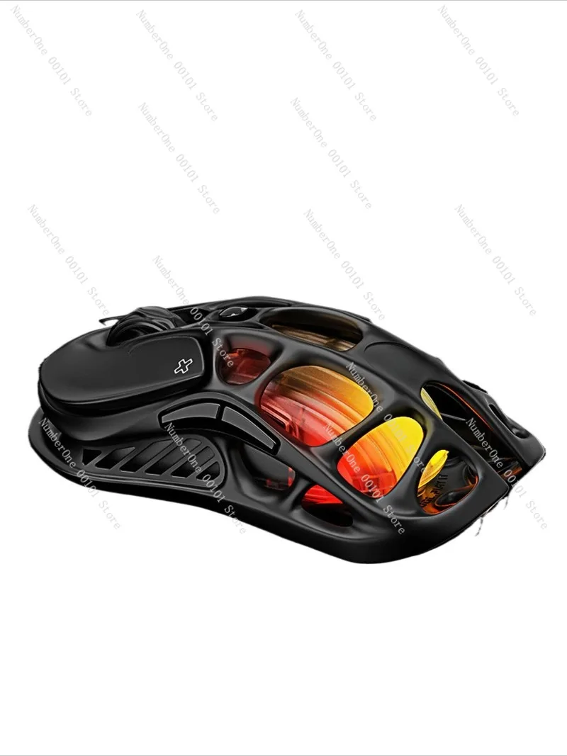Hollowed-Out Mechanical Mouse, Wireless Wired Bluetooth Three-Mode E-sports Gaming Mouse, Lightweight Ergonomic Office