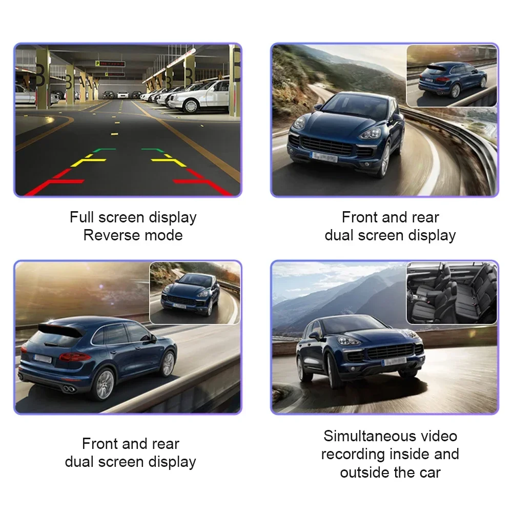 Car DVR 3 Cameras 4.0 Inches Dash Cam Car Video Recorder Auto Registrator Dvrs Dash Cam with 3 Ways Cameras 24h Parking Monitor