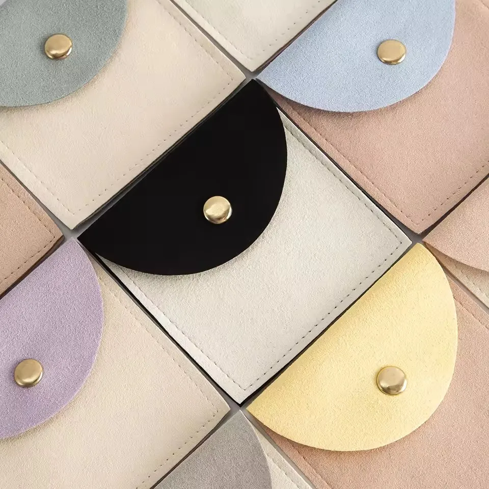 50Pack Suede Product Package Bag Velvet Microfiber Gift Snap Button Ring Brooch Earring Sack Anniversaries Wedding Favor Pouch