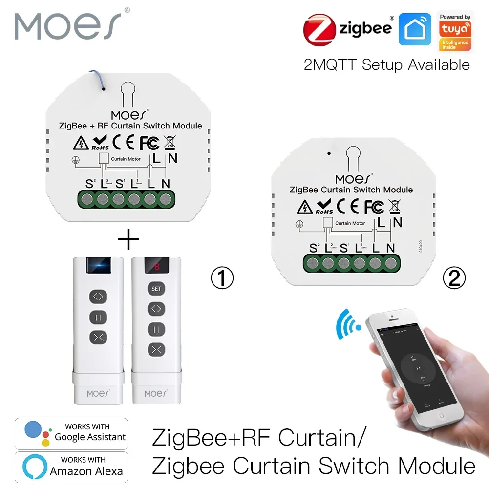 

MOES ZigBee 3.0 Smart Curtain Switch Module Motorized Roller Shutter Blinds Motor Tuya Smart Life Alexa Echo Google Home