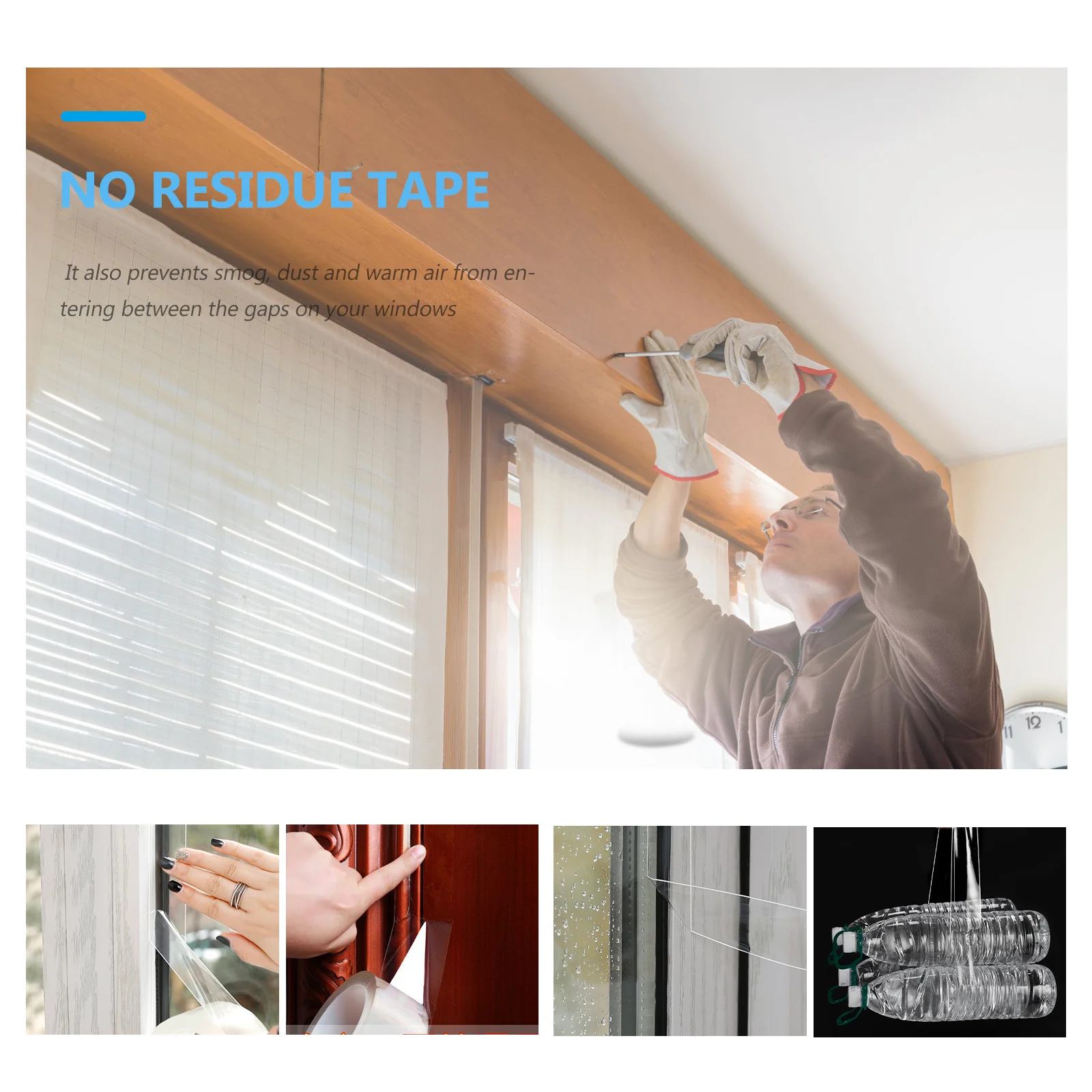 Air Conditioner Window Tape Clear Packing Sealing Film Acrylic Adhesive Transparent Insulation Weather Heavy Duty Duct