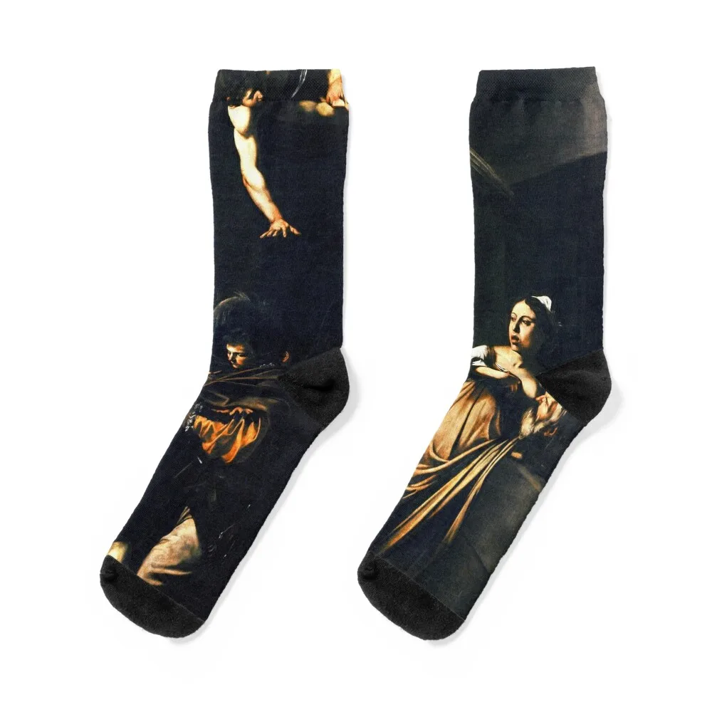

High Resolution Caravaggio The Seven Works Of Mercy 1607 Socks christmas gifts cute Running football Luxury Woman Socks Men's