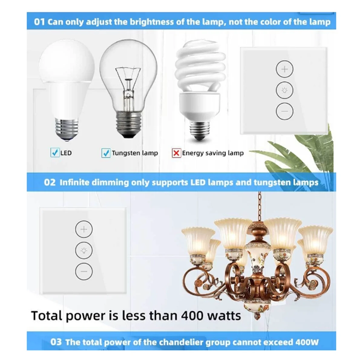 Interruptor de atenuación LED inteligente con WiFi, atenuador táctil inalámbrico, estándar de EE. UU., funciona con Alexa Home