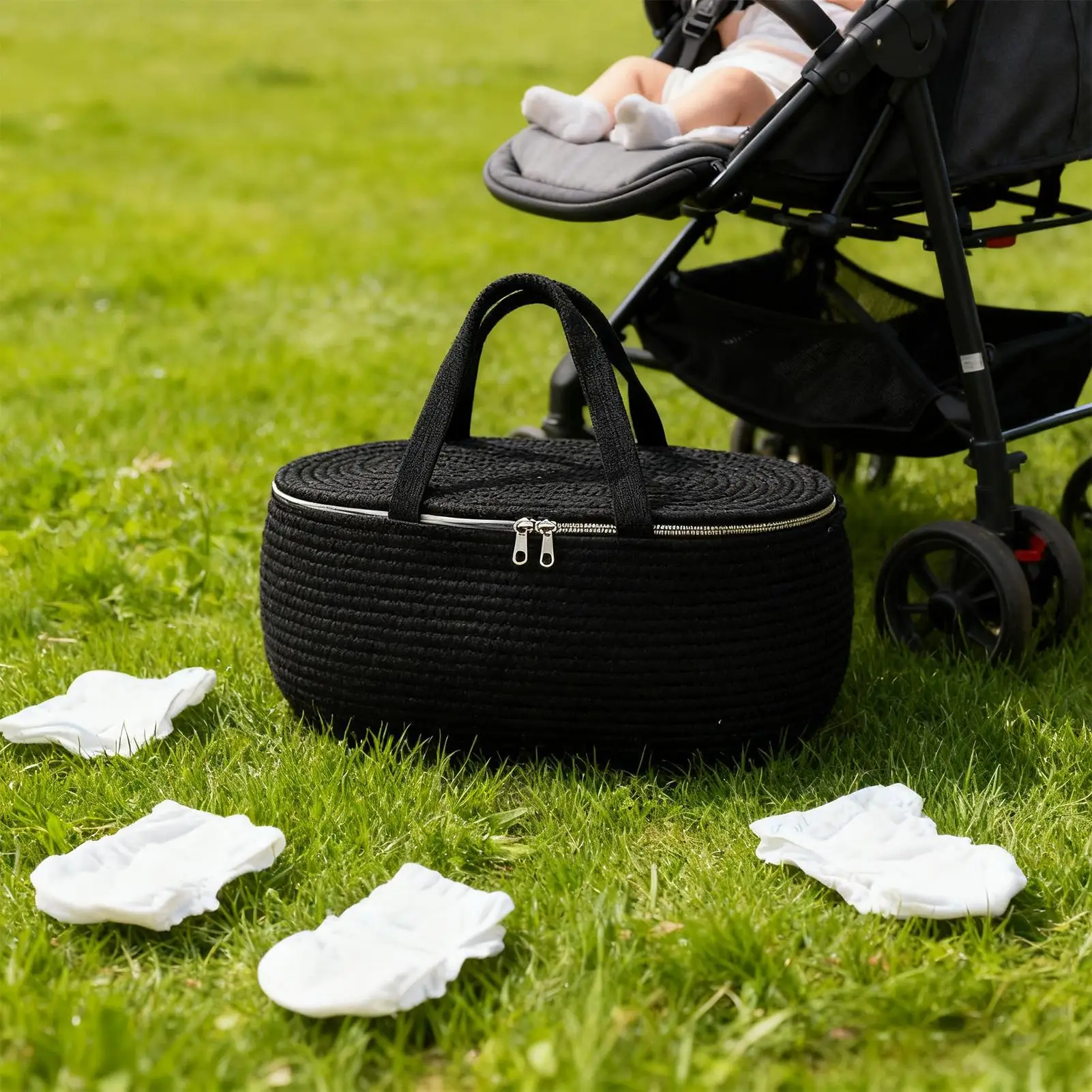 Cestino per pannolini per bambini, rimovibile, di grande capacità, portatile, per pannolini per bambini, porta salviette per viaggi all'aperto, auto, bagno, comodino