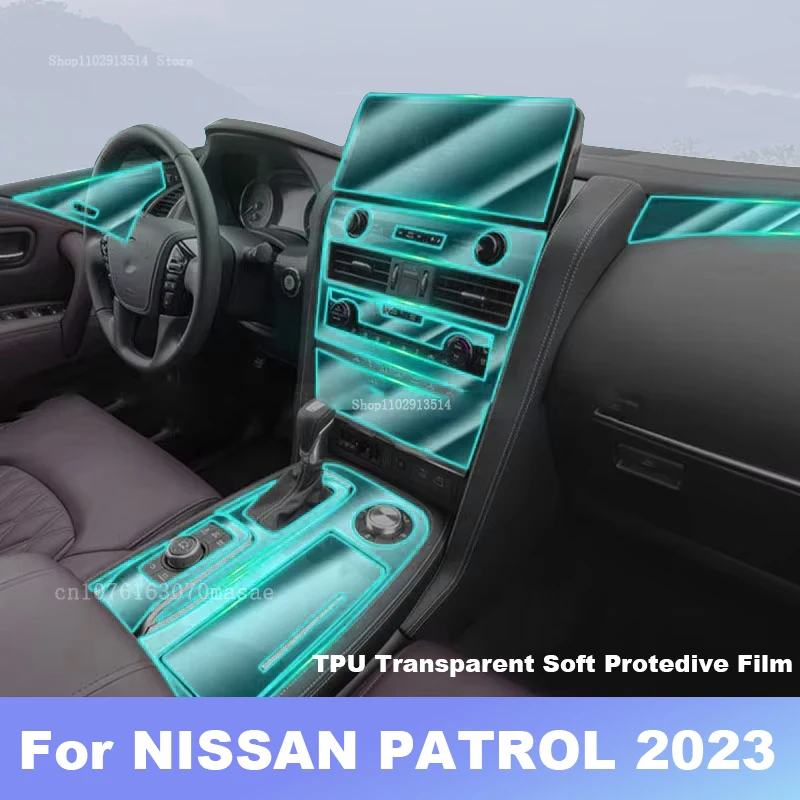 Hot Sell Dashboard Center Console Cover Anti-Scratch HD Clear Sticker Kit For NISSAN PATROL 2023 2022 Interior Protective Film