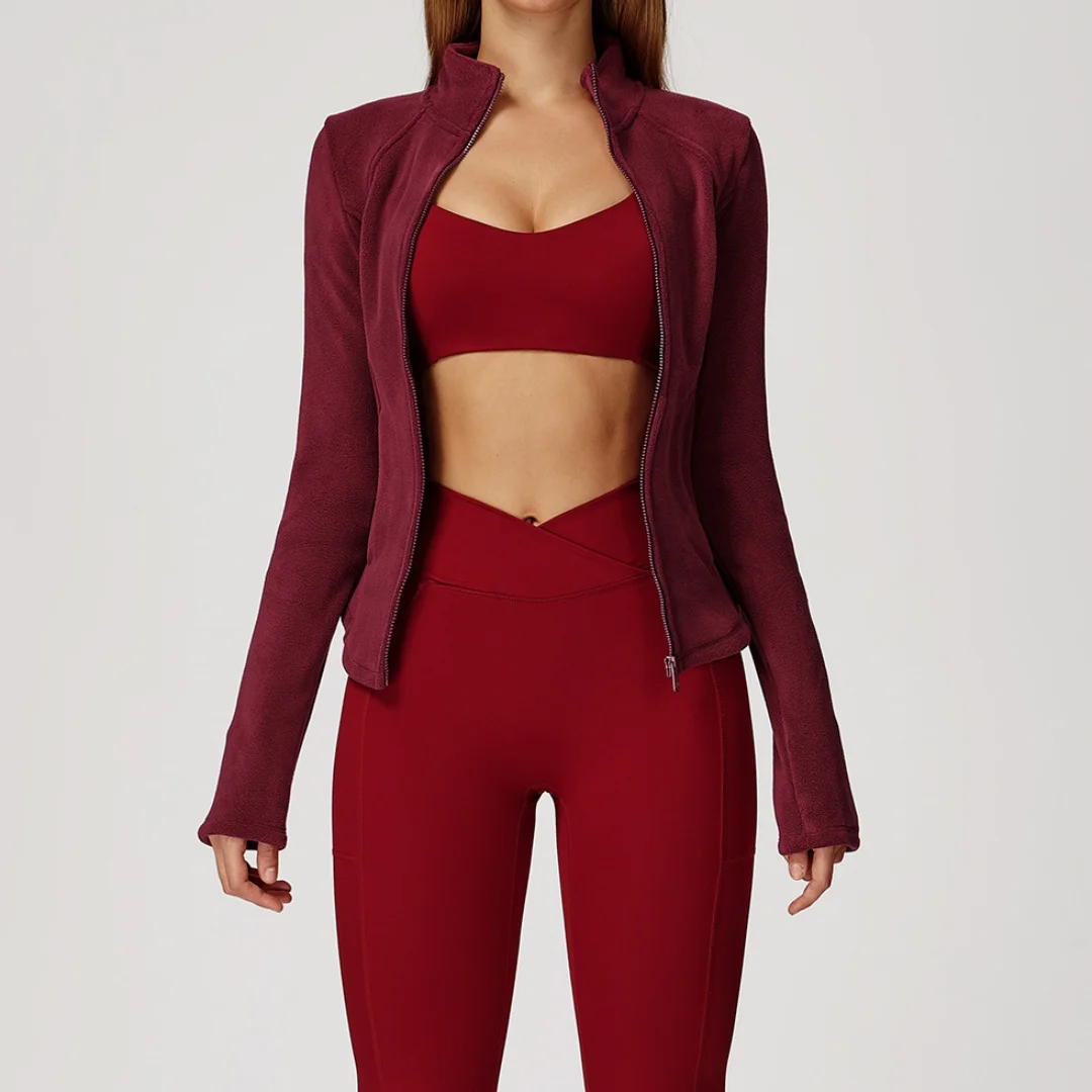 

Yoga Jacket Sports Fitness Polar Fleece Autumn Winter Outdoor Running Workout Clothes Gym Thickened Warm Coat for Women