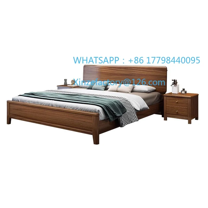 

Customizable Chinese Walnut Solid Wood Bed Bedroom 1.5m 1.8m Double Bed