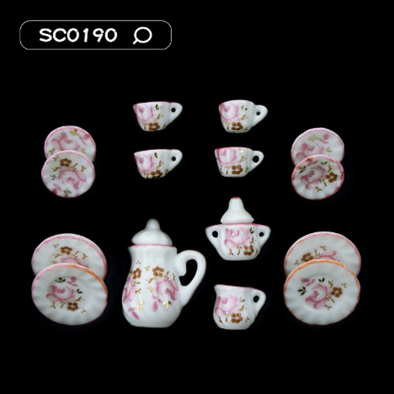 Charm Tea Pot Dish Cups Doll House Diy Accessories for Barbie Licca Blythe Doll Mini Furniture