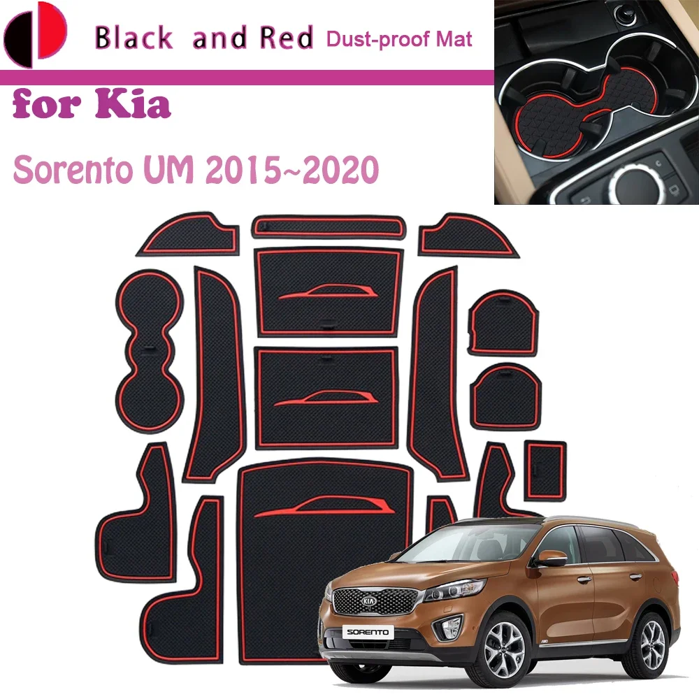 

Rubber Door Groove Mat for KIA Sorento UM 2015~2020 2016 2017 Cushion Gate Storage Slot Coaster Dust-proof Car Sticke Rug Auto