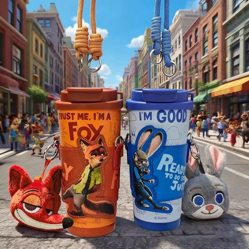 

500 мл серия Zootopia аниме периферийные устройства Ник Джуди из нержавеющей стали студенческий термос для влюбленных мультяшная соломенная чашка подарки-сюрпризы