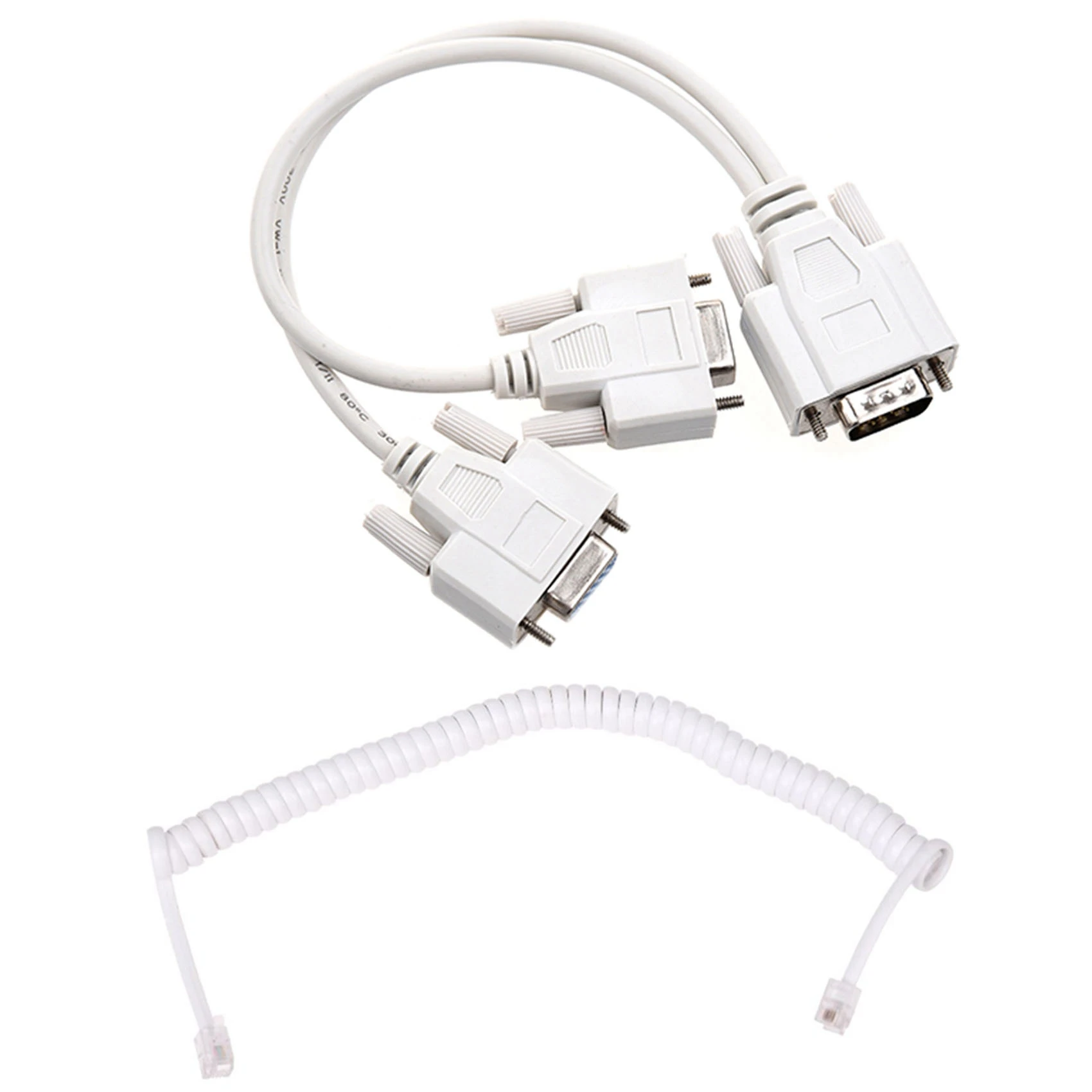 

T35C Новый кабель-разветвитель от 1 до 2 мониторов для видео VGA и 1,5 м, 4,9 фута, белый, эластичный, RJ9 4P4C, телефонный спиральный кабель