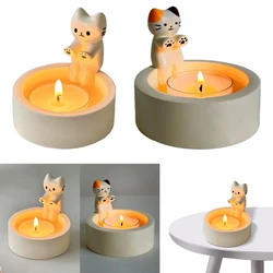 Kitten Aromatherapy Candlestick Resin Decorative Cat Candle Holder Creative Kitten Warming Paws Candlestick Gift for Cat Lover