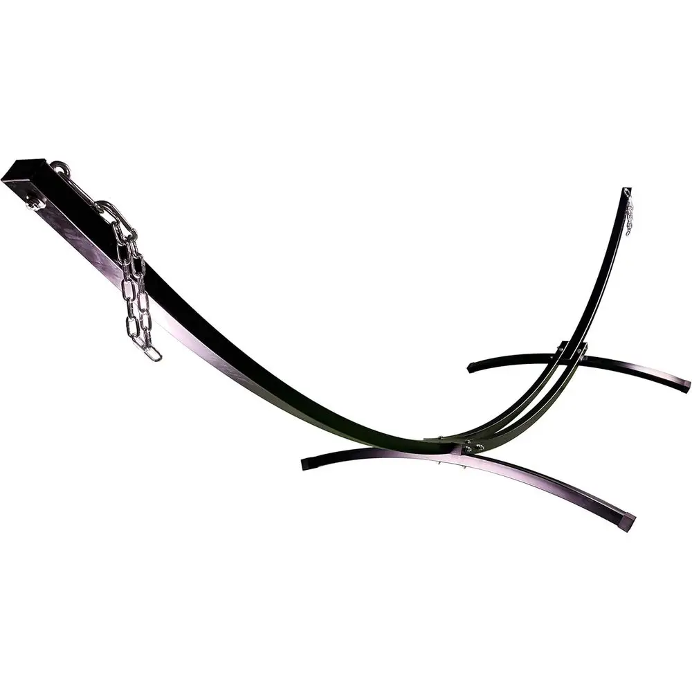 15t Indoor/Outdoor Powder Coated Galvanized Steel Arc Hammock Stand. Strongest Supports Single/Double Hammock Bed (Black)