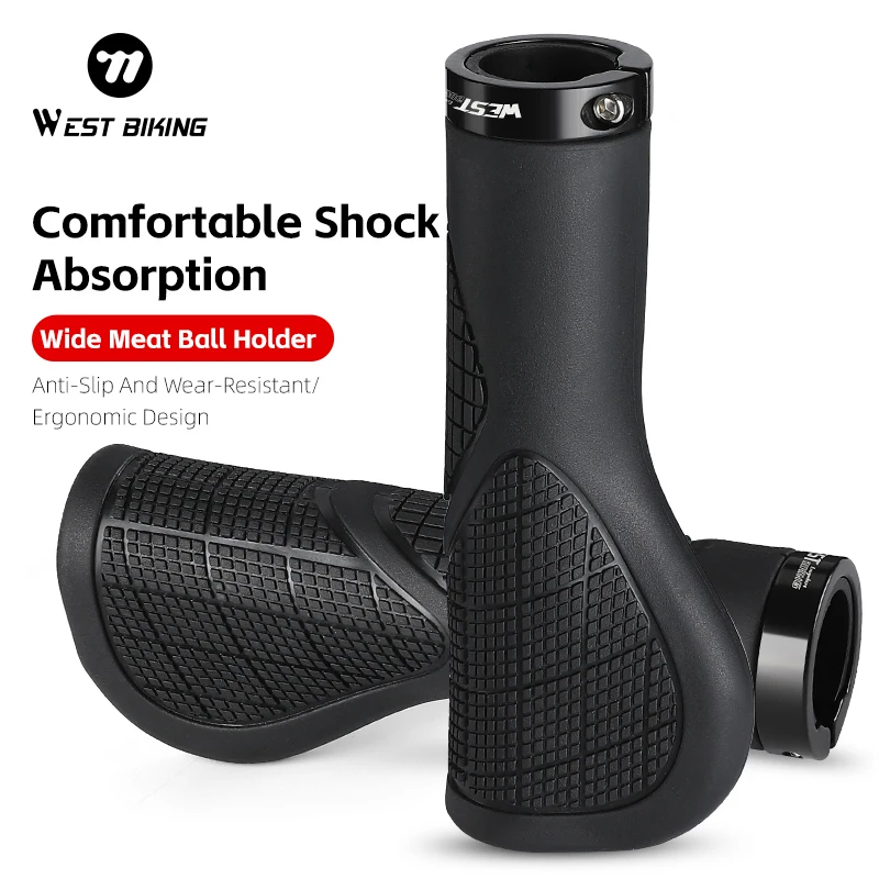 

WEST BIKING Bike Grips Mountain Bike Folding Handlebar Cuff Shockproof Anti-Slip Bicycle Grip Ergonomic Cycling Handle Bar Parts