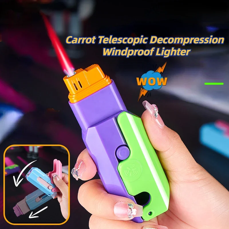 

Gravity Retractable Carrot Rechargeable Lighter Windproof Tungsten Luminous Cigarette Lighter Outdoor Toy Men's Gift