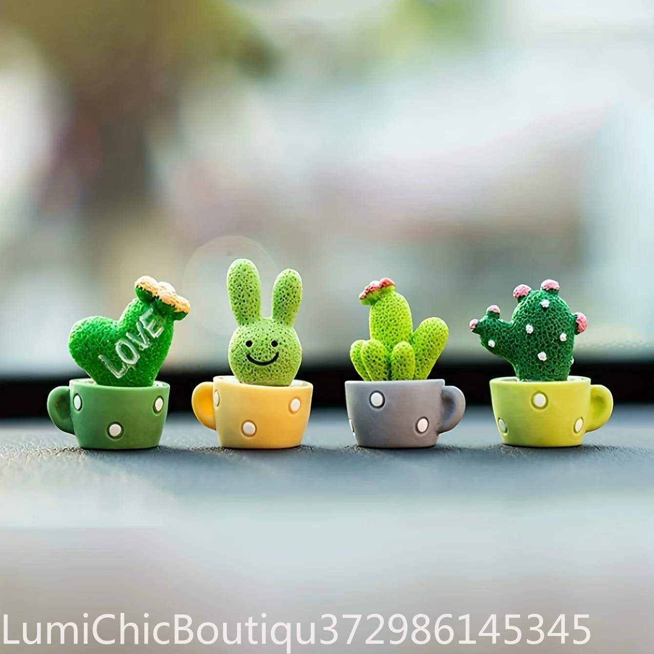4‑Pack Mini Resin Succulent Cactus Decor Artificial Green Plant Ornament For Car Office Living Room Home Desktop Craft Decoration Supply