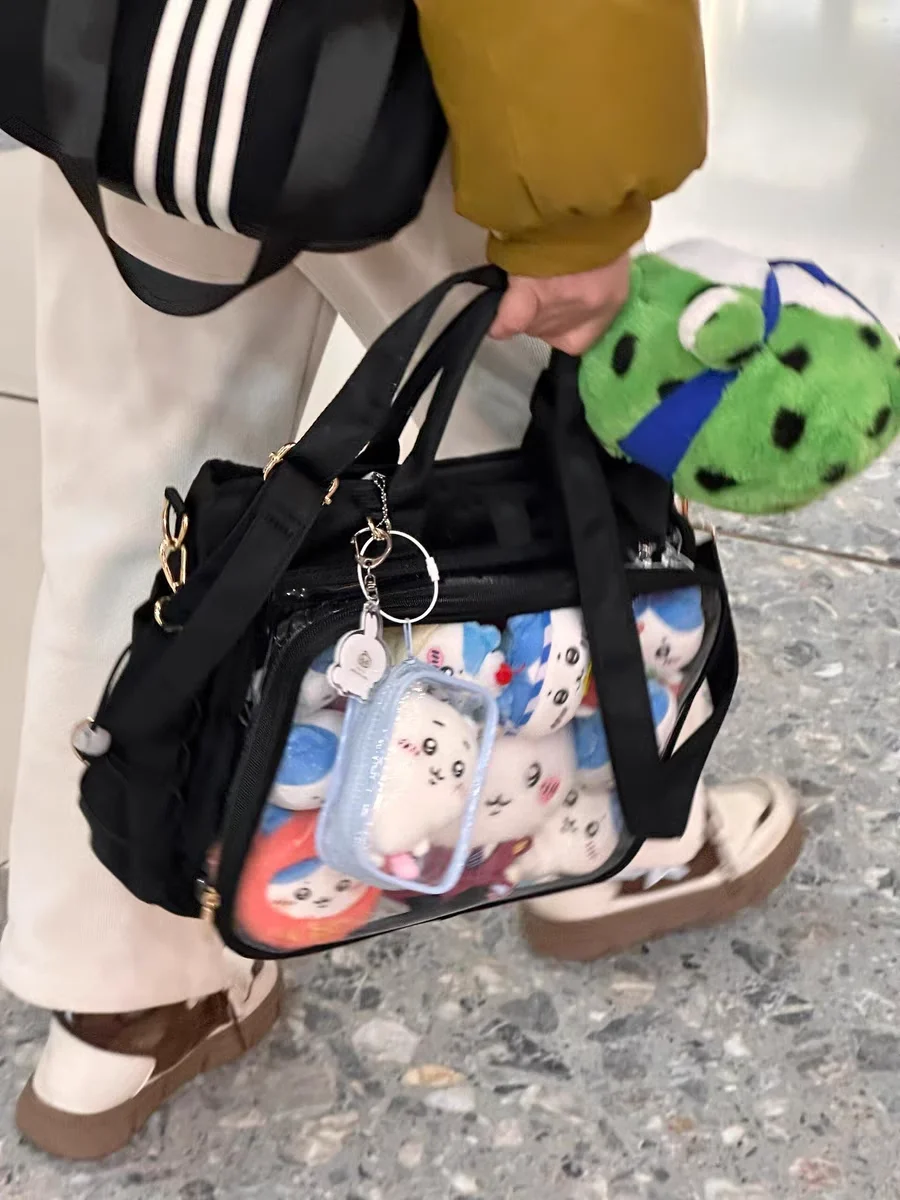 

Large Capaci Transparent PVC oulder Bag Women's Crossbody Bag Korean Sle Barley Cereal Pain Paage High-End Sensation