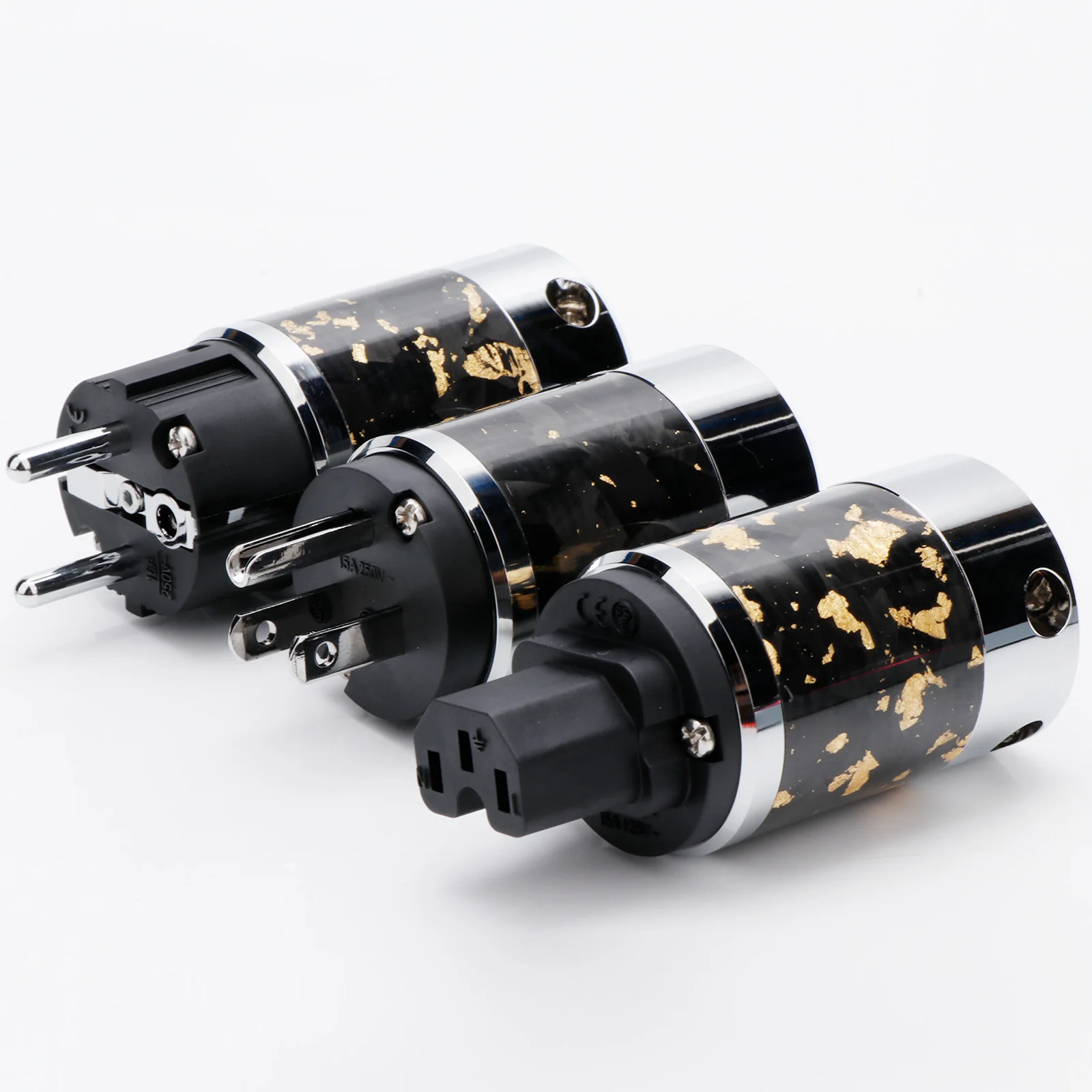 Preffair P099 US/EU Power Cord Power Plug Adapter for Audio Equipment Extension with Forged Carbon Fiber and Copper