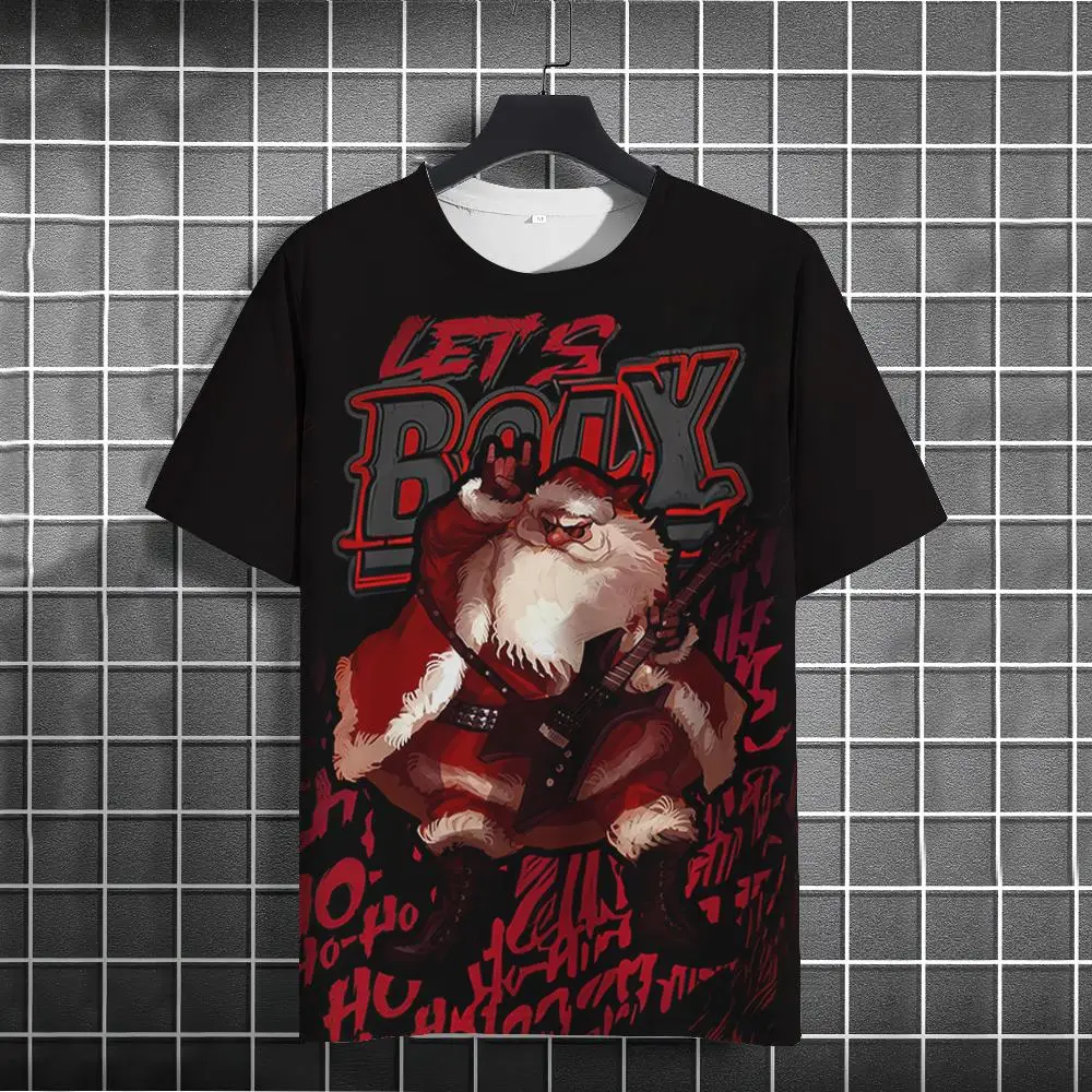 Christmas T-Shirt Funny 3d Santa Claus Print Tops Tees Dj Mens Kawaii T-Shirt Holiday Casual Harajuku Colorful Men's Clothing