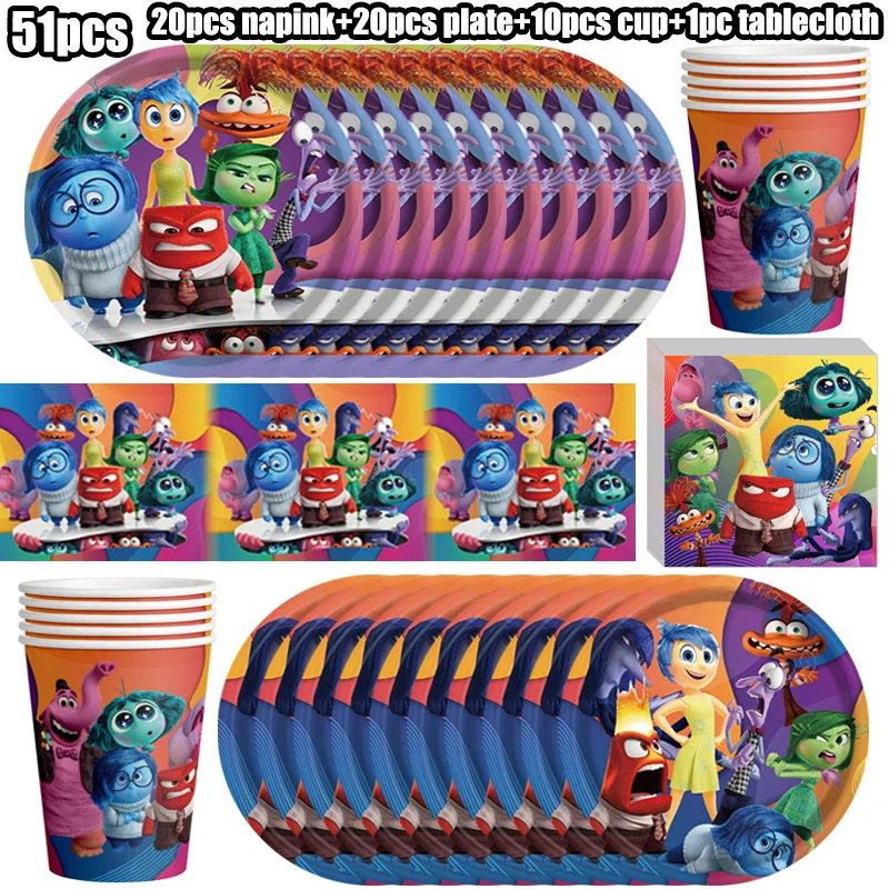 ديزني داخل خارج 2 عيد ميلاد مجموعة داخل خارج 2 ورقة أدوات المائدة بالونات زينة الحفلات مجموعة كاملة للأطفال لوازم سعيدة ديكو