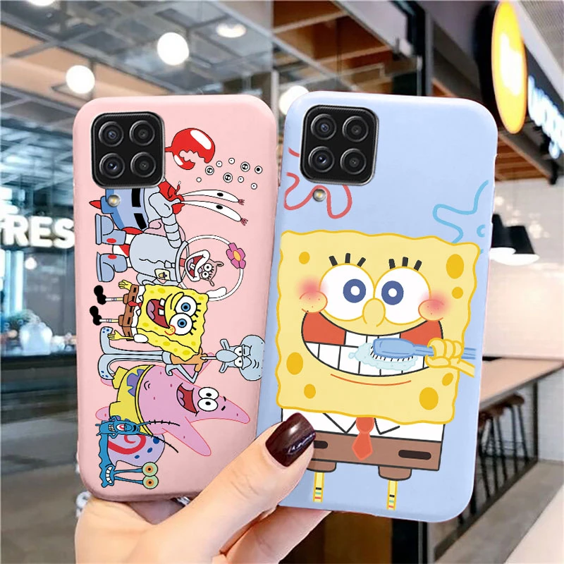 Funny SpongeBob SquarePants Phone Case for Samsung Galaxy A12 M12 F12 A 12 M 1 2 Cute Patrick Star Soft TPU Silicone Back Cover