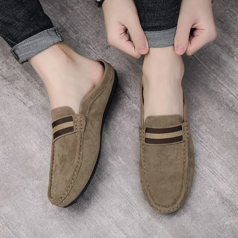 Fashion Men's Half Support Slippers Lightweight Casual Summer Outdoor Loafers Comfortable No Slip Soft Sole Flats Shoes