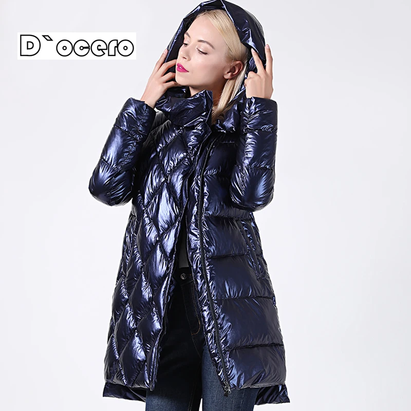 DOCERO 2022 New Winter Jacket Women Glitter Outerwear Hooded Long Women\'s Winter Coat Thick Biological-Down Jacket Parka Ceprask