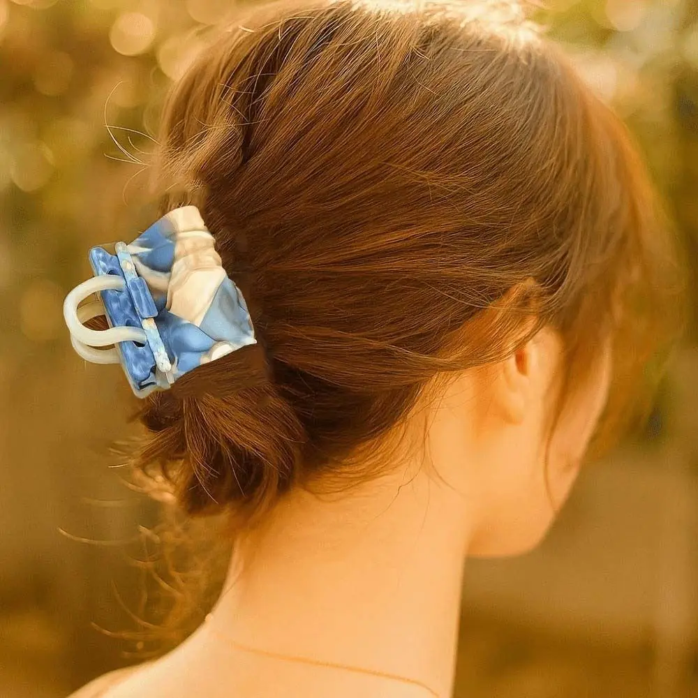 

Elegant Handbag Shaped Shark Clip Korean Style Gradient Color Square Hair Claw Letter Headwear Acetic Acid Hair Claw Party