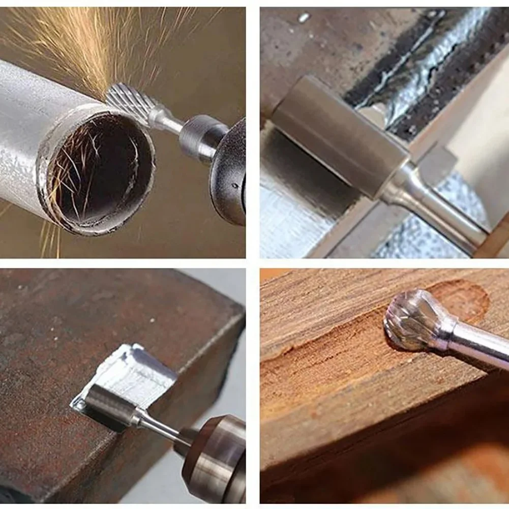 10-teiliges Hartmetall-Fräser-Set, Doppelschnitt, 3mm Schaft, für Dremel Rotationswerkzeug, Raspelbits, Metallgravur, elektrisches Schleifen – Detail 11