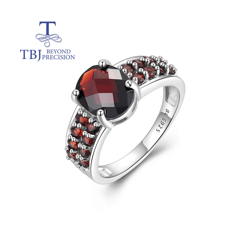 Luxury Classic design Special cut natural Garnet Brio Ring S925 silver gorgeous jewelry for women Anniversary & banquet gifts