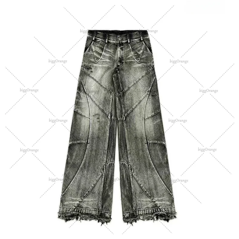 

2025 Street Wear Punk Hip Hop Jeans West Coast Tooling Ripped Rap Style Baggy Mops for Men