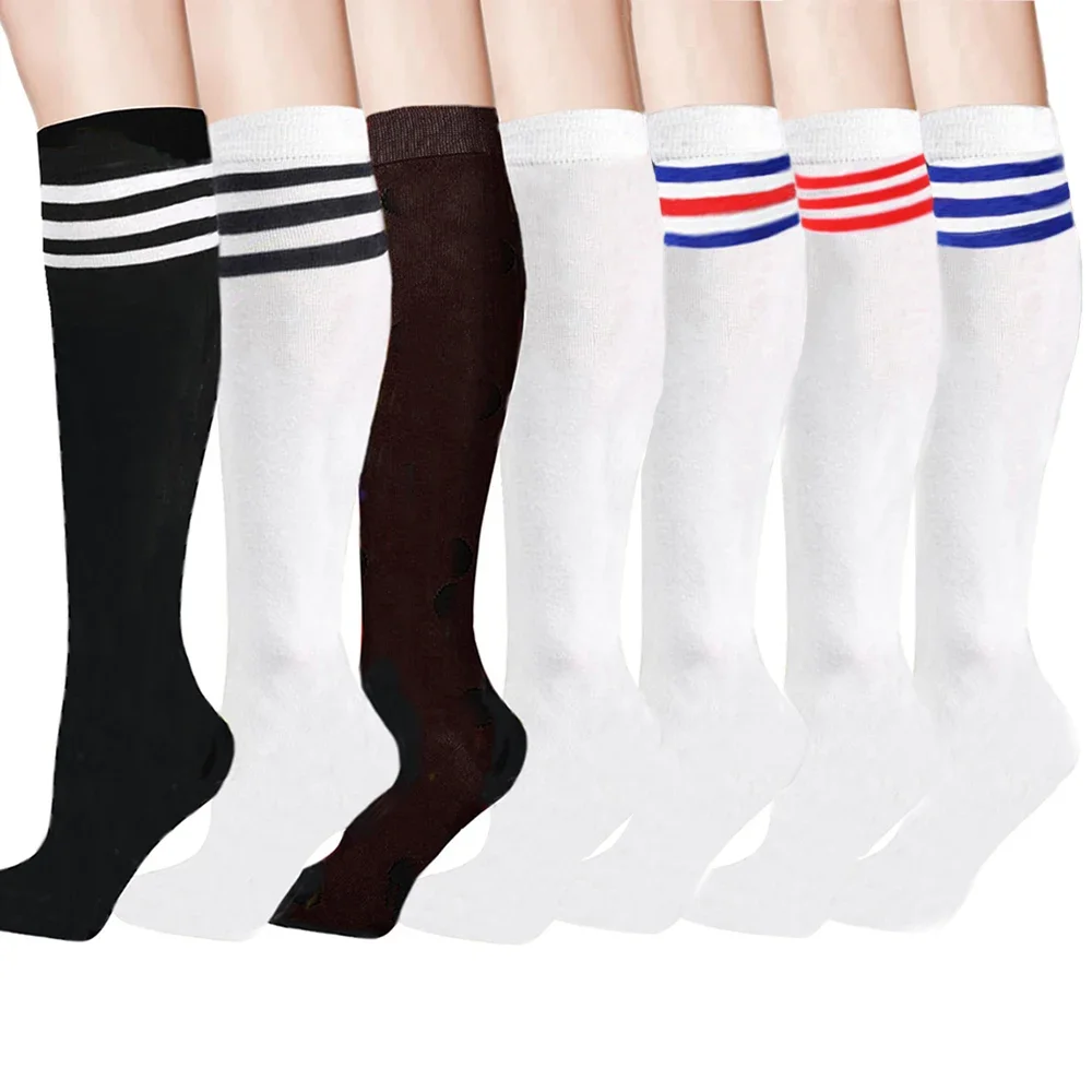 

1 Pair Unisex Compression Socks Football Socks Long Tube Knee High Stockings Socks Striped Soccer Socks Running Sports Socks