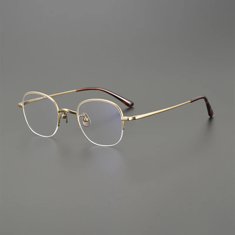 High quality ultralight titanium glasses frame vintage half-frame square sunglasses clip stylish commuter prescription glasses