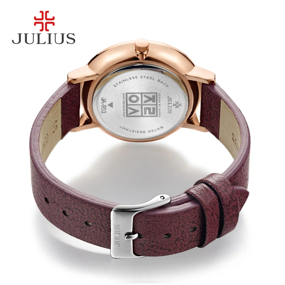 Julius JA-953 Simple Ultrathin Unisex Watch Leather Strap Fashion Brand Logo Custom Dropshipping Hodinky Silver Rose Gold Whatch