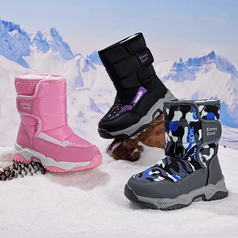 

Children's Fashion Designed Warm Thick Soled Plush Snow Boots 2025 New Winter Boys' Comfortable High Top Cotton Girls Boots