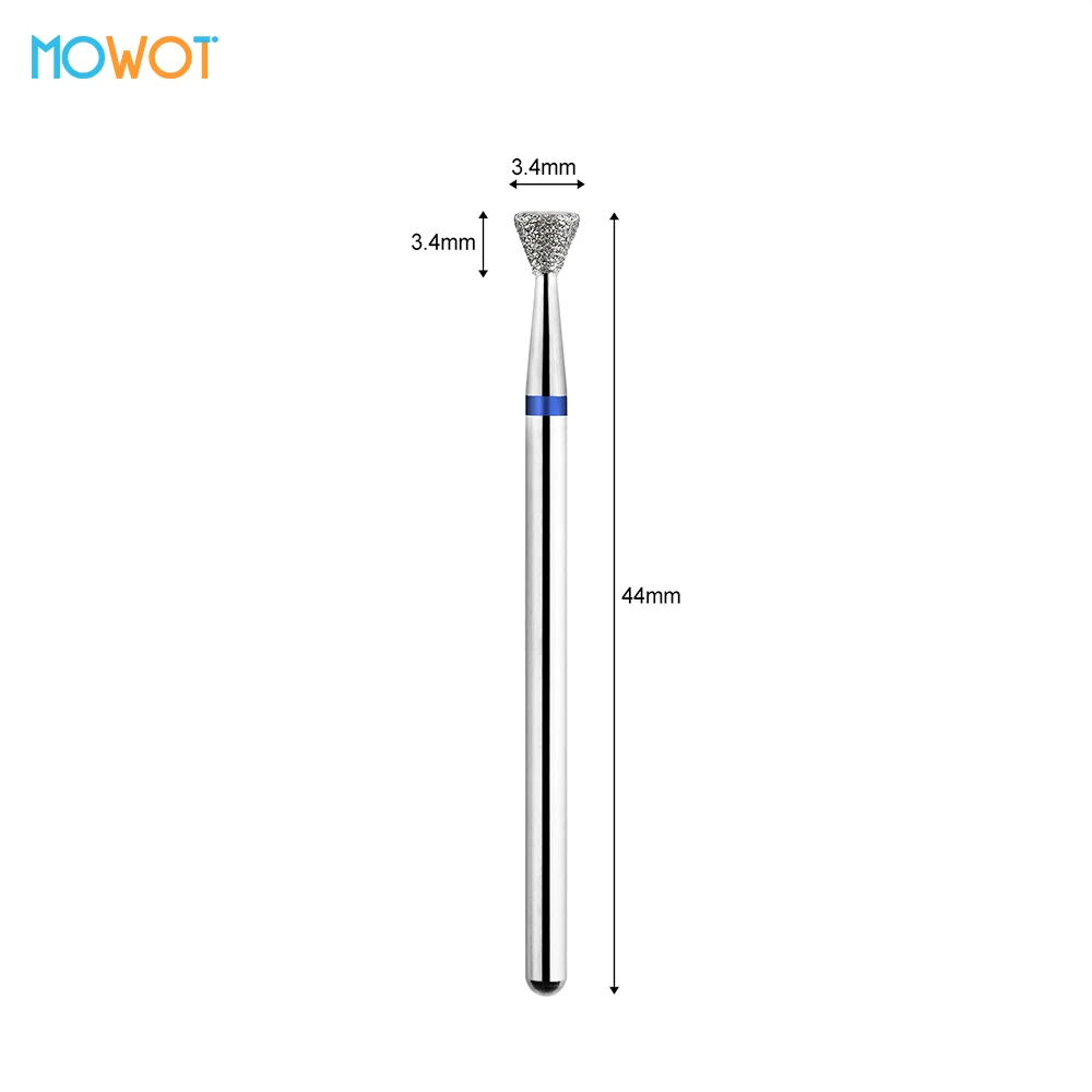 MOWOT 2pcs/lot Nail Drill Bits Diamond Rotary Burr Nail Bit 3/32'' Manicure Milling Cutter Cuticle Clean Nail Drill Accessories