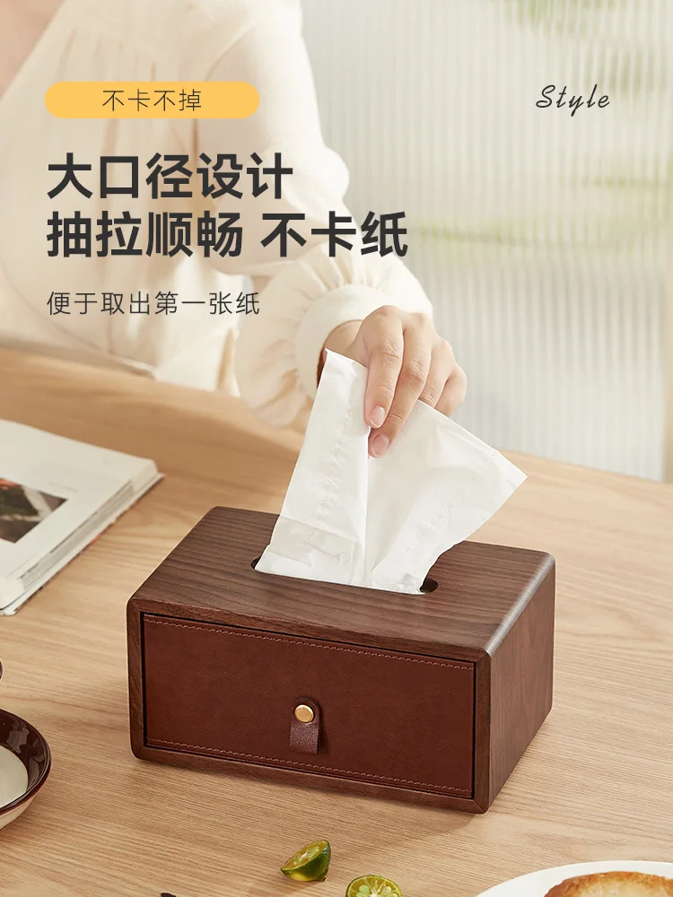 

Wooden Desktop Tissue Box, Living Room Creative and Minimalist Storage Box