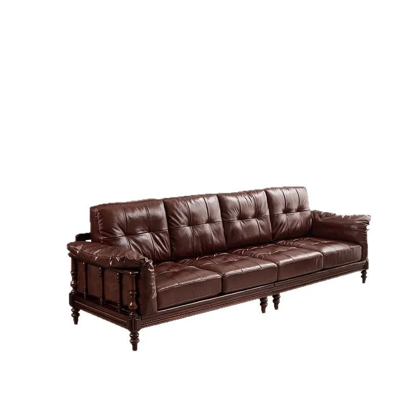 

Sofa combination American solid wood sofa small apartment retro home furniture
