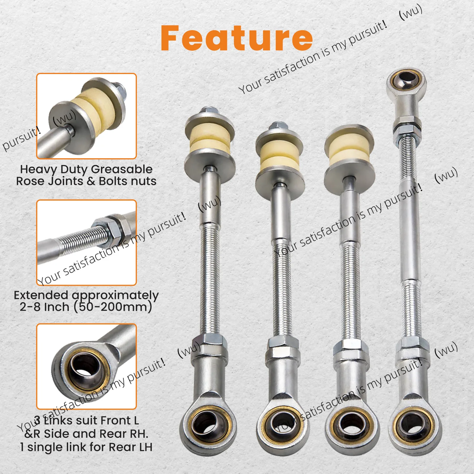 4x Front +Rear HD Sway Bar Extension Kit for Nissan Patrol GU Y61 2-8