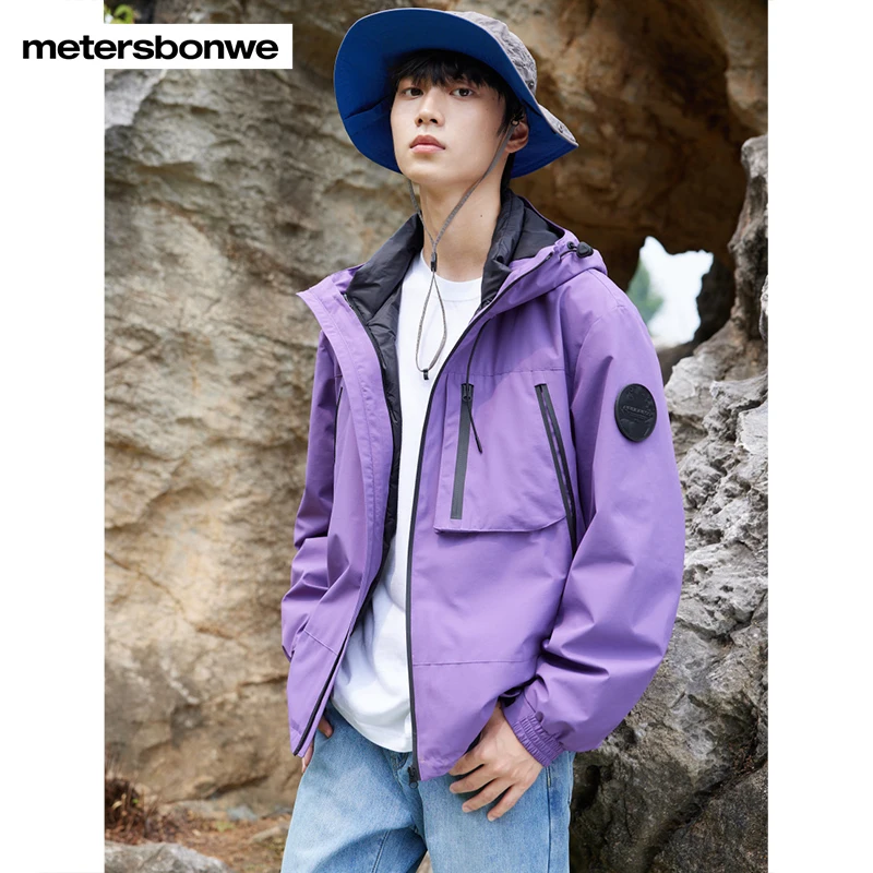 Metersbonwe-Waterproof Jacket Puffer Men Women's Duck Down Outdoor Jacket Loose Solid Color Hooded  Tennager Youth Casual Winter