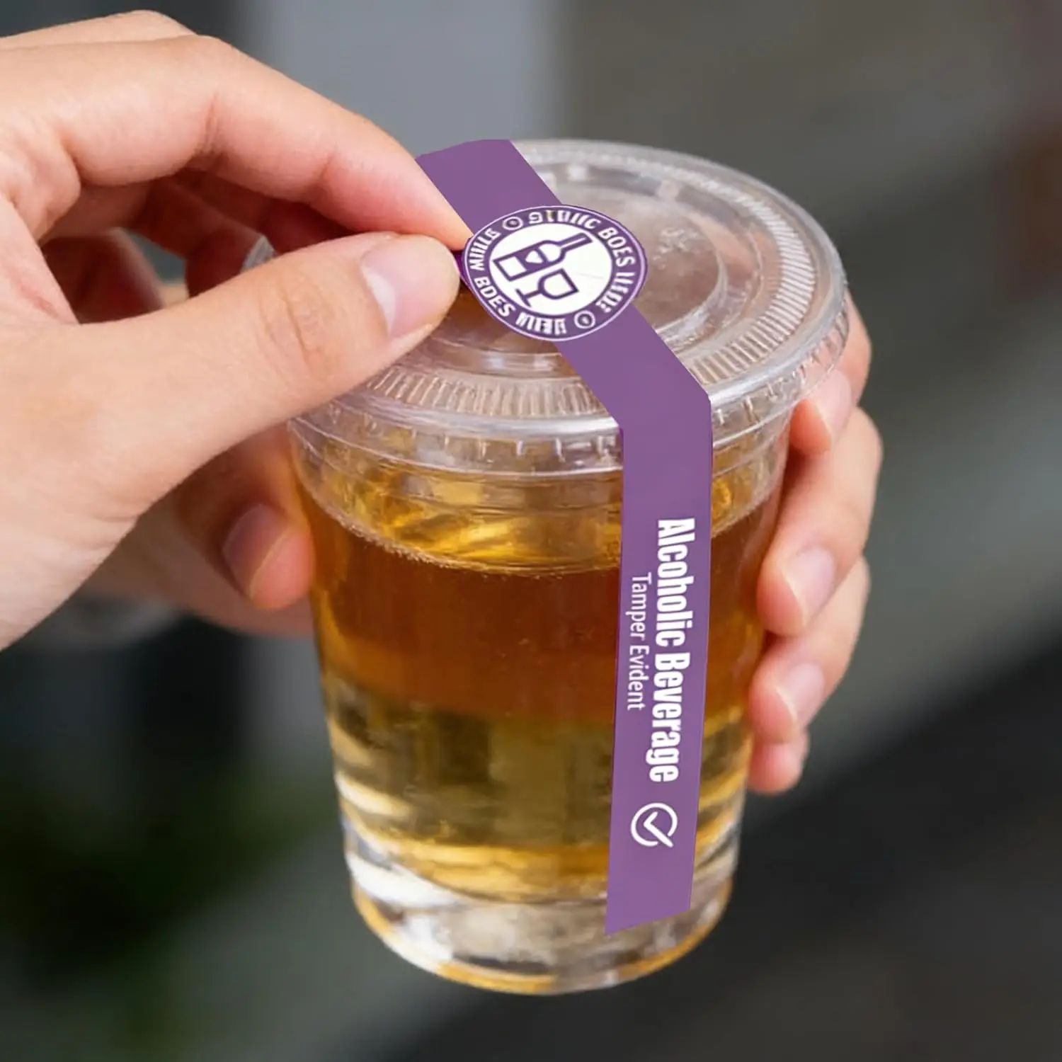1.25 x 9 inch Alcohol to-Go Drink Straw Tamper Proof Stickers 250 pcs Alcoholic Beverage Lid Stickers Safe Secure Tamper Evident