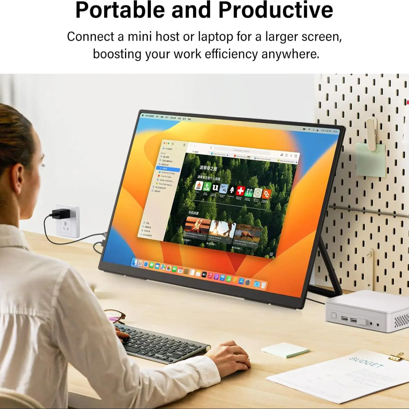 23.8" 120Hz Monitor Portable Gaming Screen Laptop Extender Display 1080P 100%sRGB  With VESA & Stand 180° Adjustable For Laptop