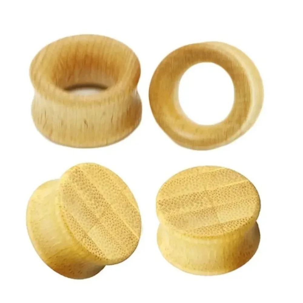 2 Pcs Eco-Friendly Bamboo Ear Plugs Saddle Tunnel Earring Piercing 8-20mm Hollow Solid for Unisex - Body Jewelry