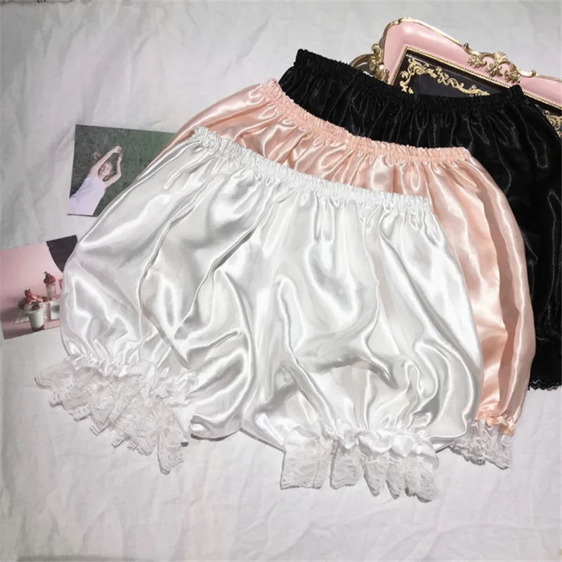 Lolita Cosplay Lace Bloomers Safety Pants Anti Exposure Women Ruffles Lace Elastic Lantern Shorts Dress Pettipants JK